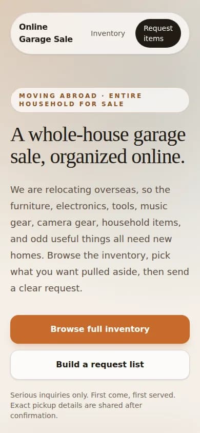 Online Garage Sale on mobile