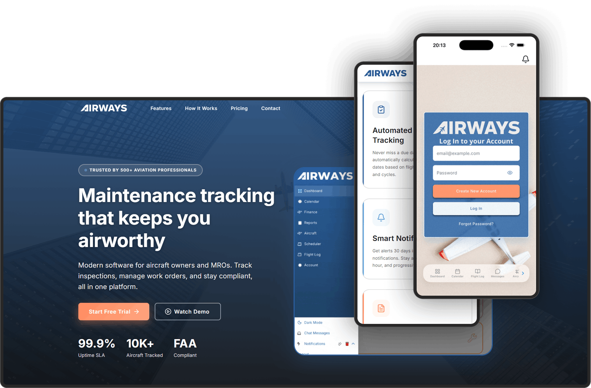 Airways product design and web development portfolio screenshot by Splaticus