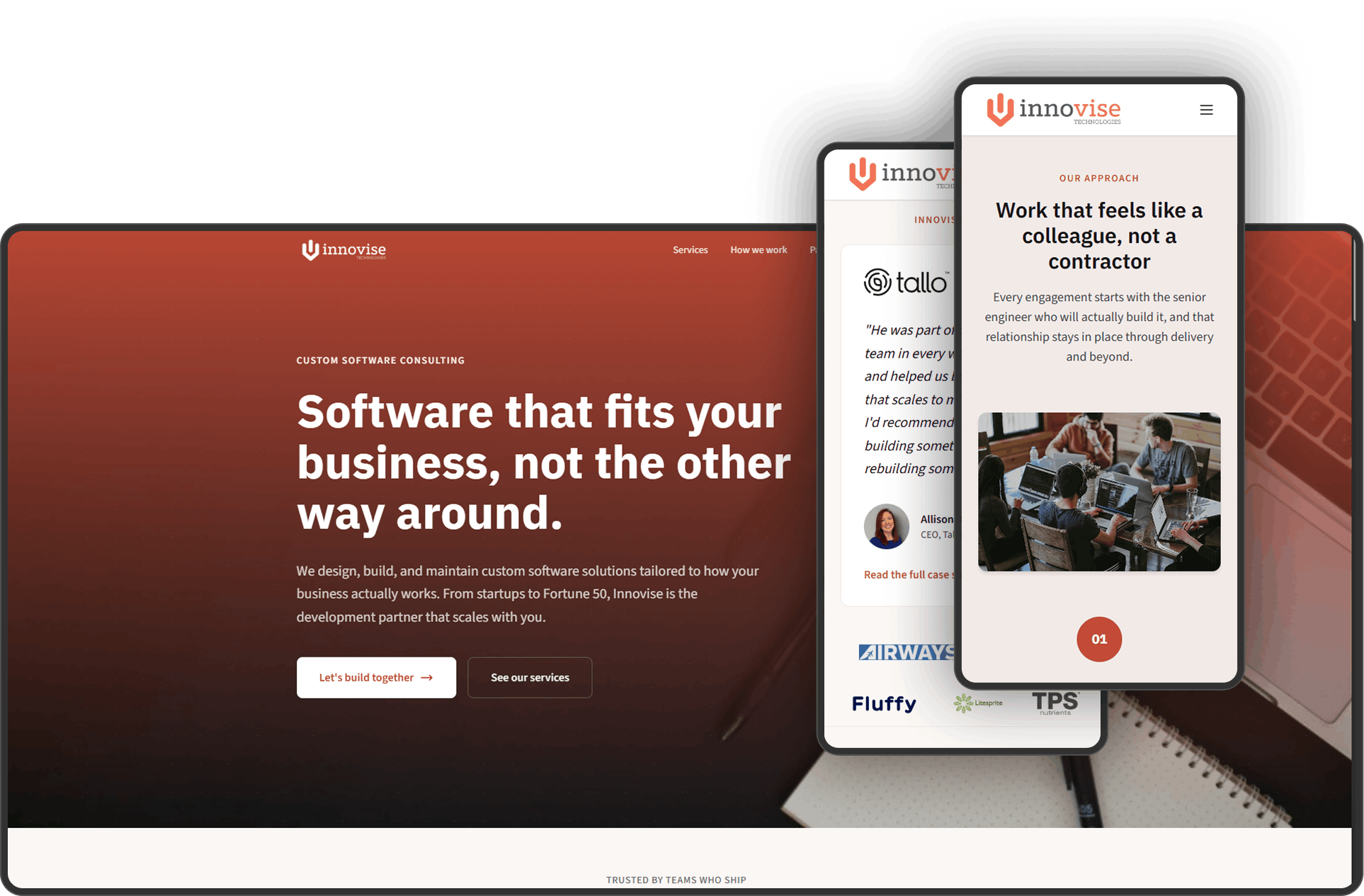 Innovise product design and web development portfolio screenshot by Splaticus