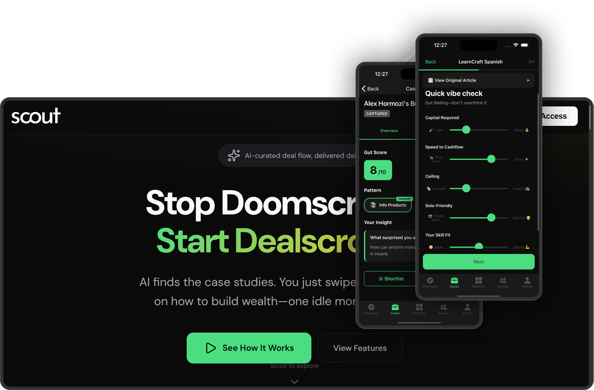 Scout product design and web development portfolio screenshot by Splaticus